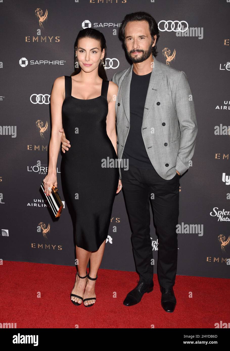 Rodrigo Santoro and Mel Fronckowiak attending the 69th Emmy Awards