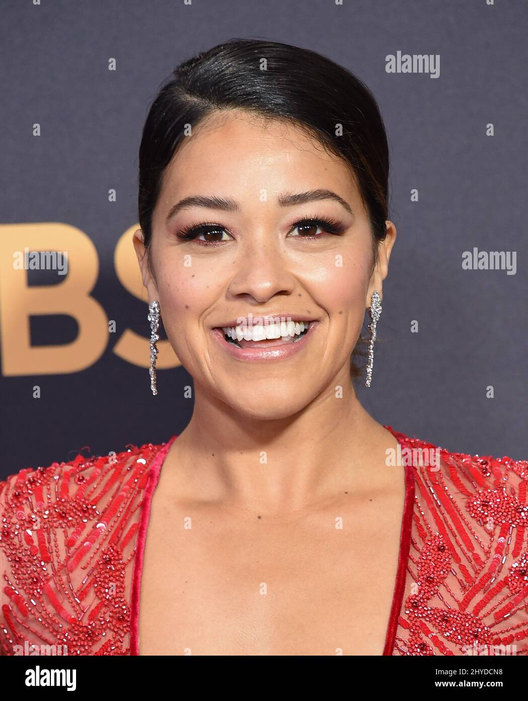 Gina Rodriguez arriving at the 69th Emmy Awards held at the Microsoft
