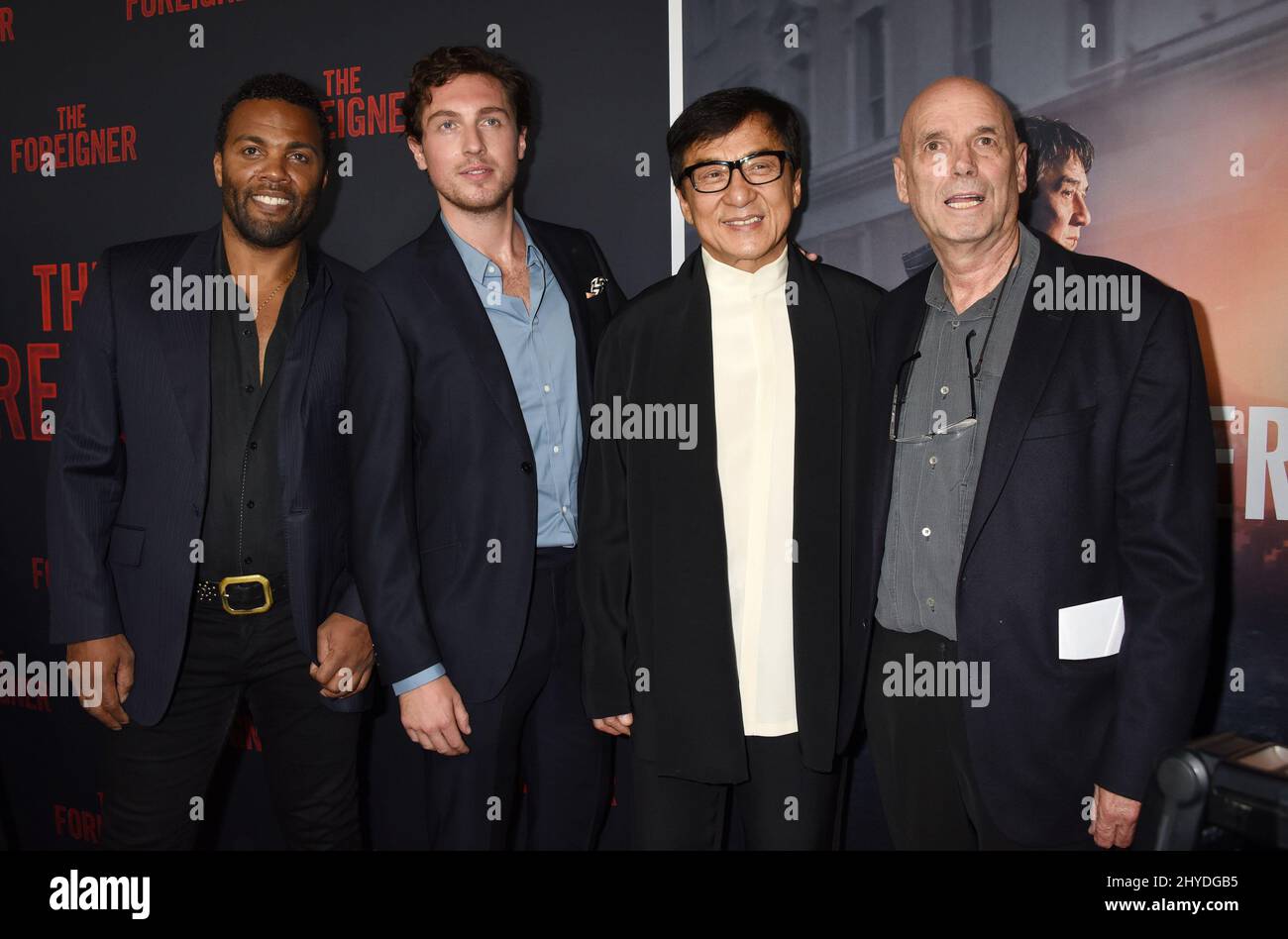 Ray Fearon, Rory Fleck Bryne, Jackie Chan and Martin Campbell attends the 'The Foreigner' Los Angeles Premiere held at the ArcLight Cinemas Hollywood Stock Photo