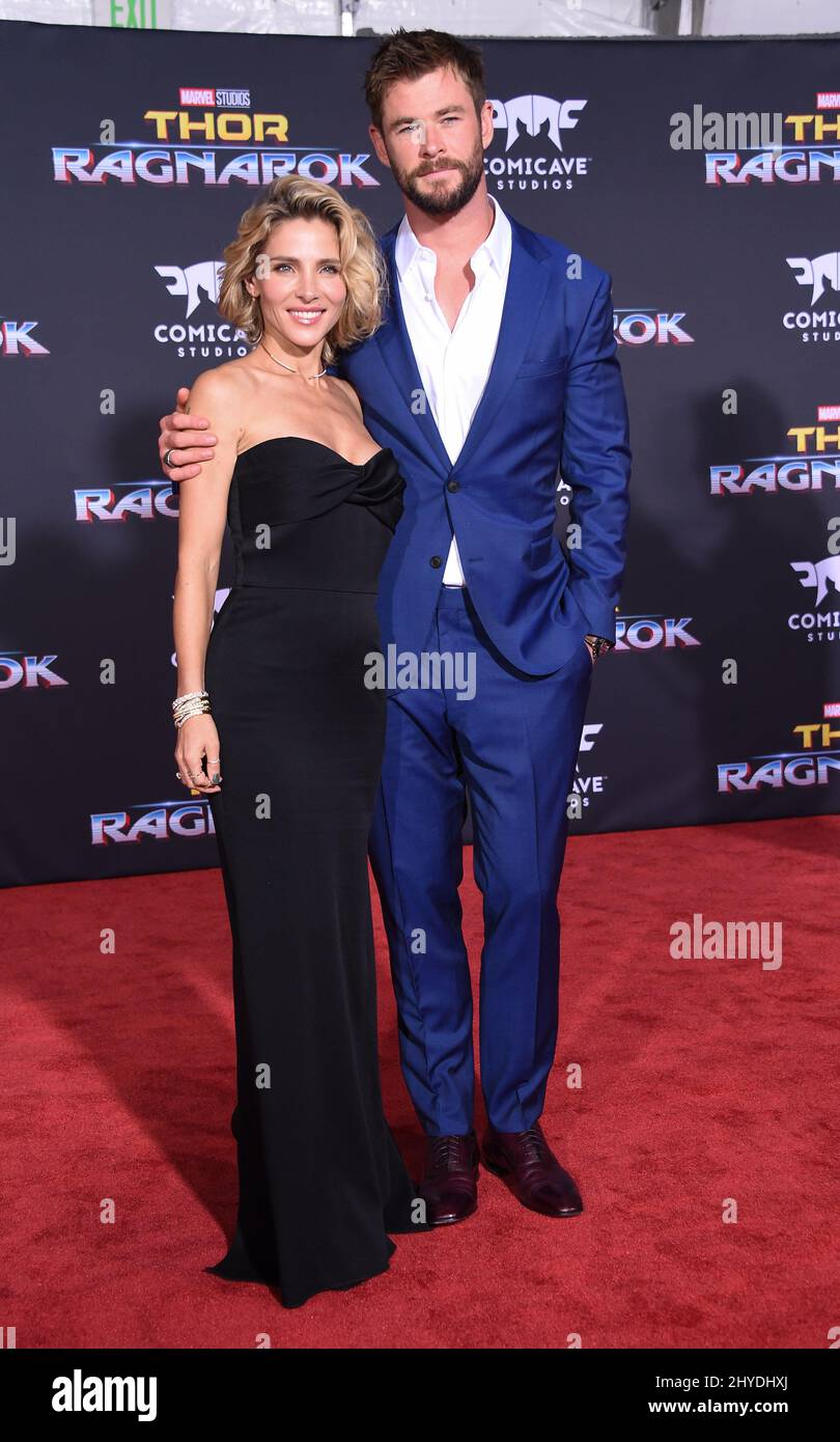 Chris Hemsworth and Elsa Pataky attending Marvel's 'Thor: Ragnarok' World Premiere held at the El Capitan Theatre Stock Photo