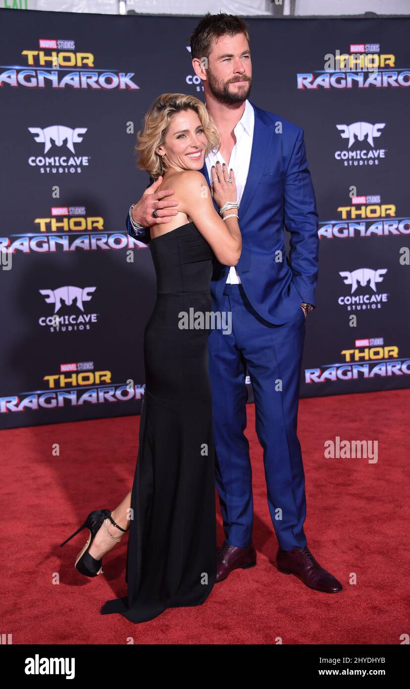 Chris Hemsworth and Elsa Pataky attending Marvel's 'Thor: Ragnarok' World Premiere held at the El Capitan Theatre Stock Photo