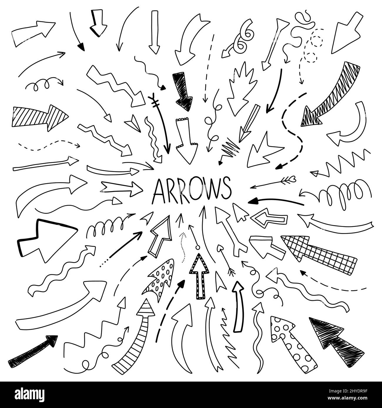 Hand drawn doodle arrows, simple vector drawing Stock Vector Image ...