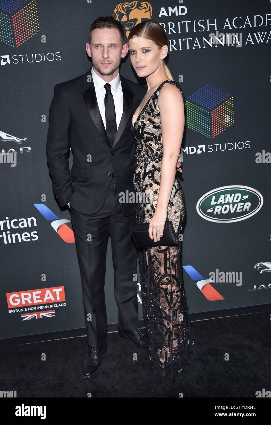 Jamie Bell and Kate Mara attending the 2017 AMD British Academy