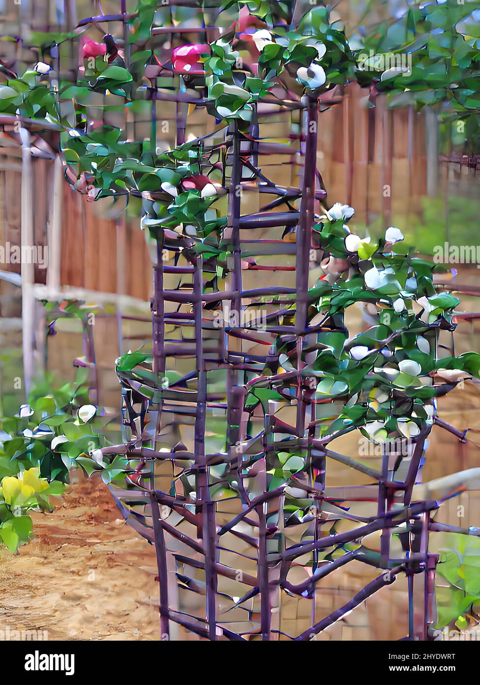 Beautiful digital drawing of climbing roses with trellis - wallpaper ...
