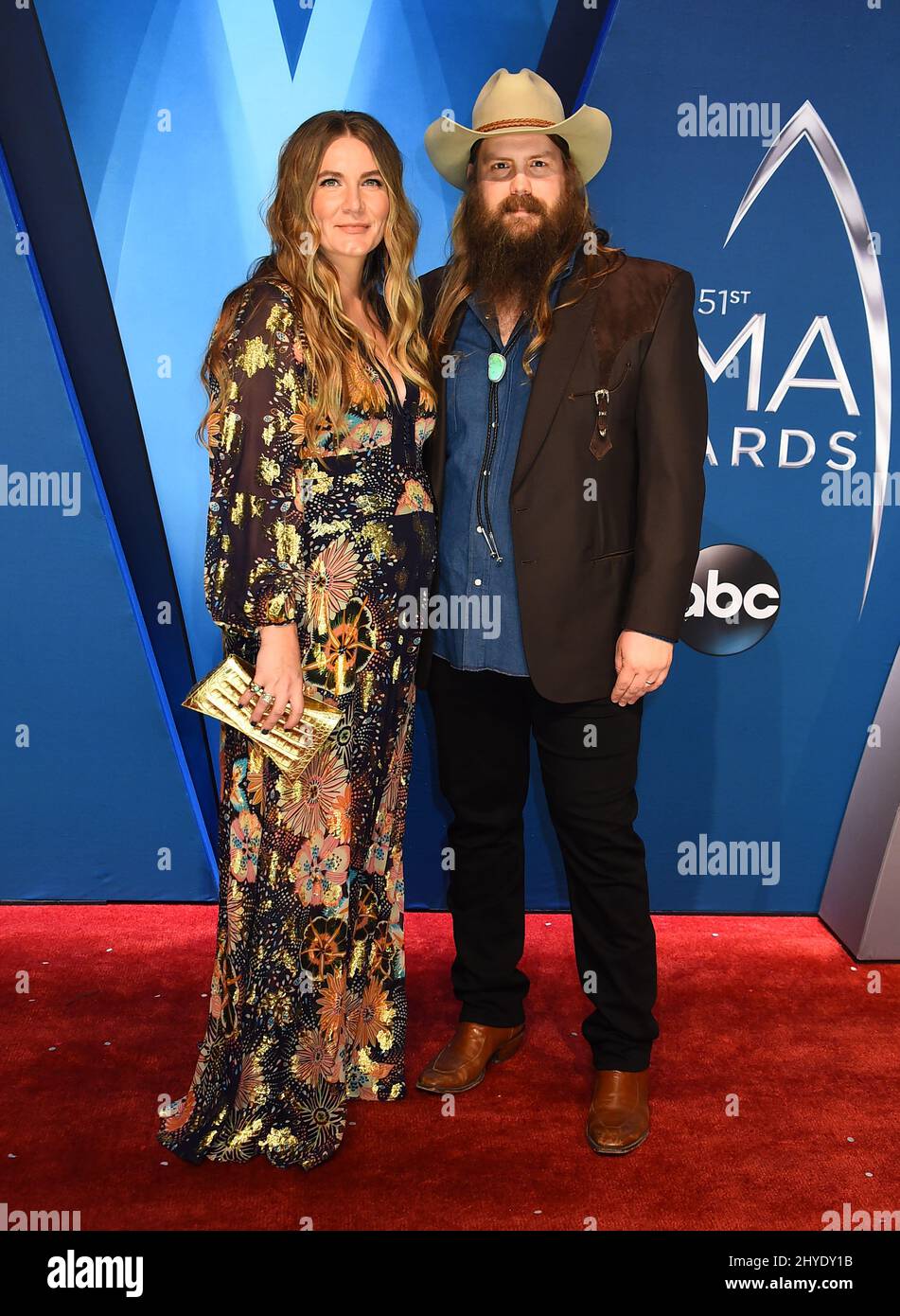 Chris Stapleton and Morgane Stapleton attending the 51st Annual Country Music Association Awards, held at the Bridgestone Arena in Nashville, Tennessee Stock Photo