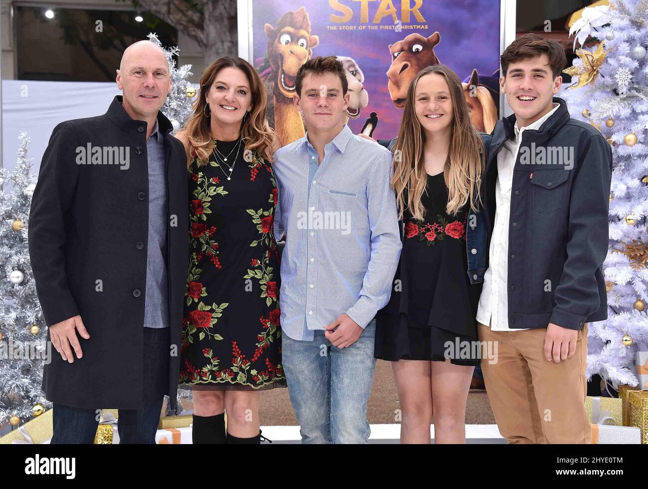Stewart Cook, Jennifer Magee-Cook attending the world premiere of The Star, in Los Angeles, California Stock Photo