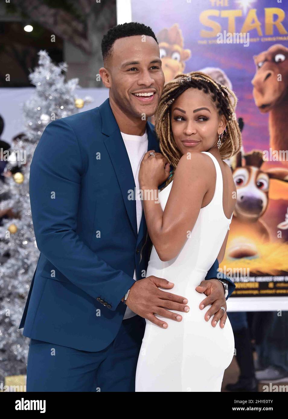 Devon Franklin and Meagan Good attending the world premiere of The Star, in Los Angeles, California Stock Photo