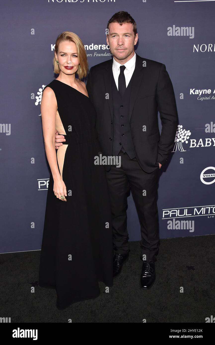 Lara Bingle and Sam Worthington attending the Baby2Baby Gala in Culver