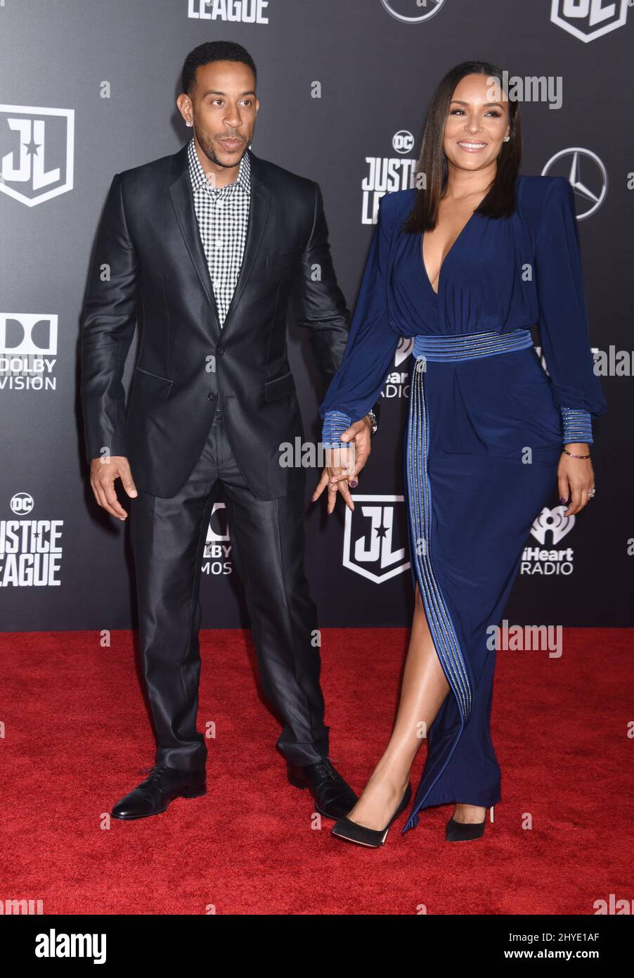 Chris Bridges, Ludacris and Eudoxie Mbouguiyengue attending the world premiere of Justice League held at the Dolby Theatre in Hollywood, California Stock Photo