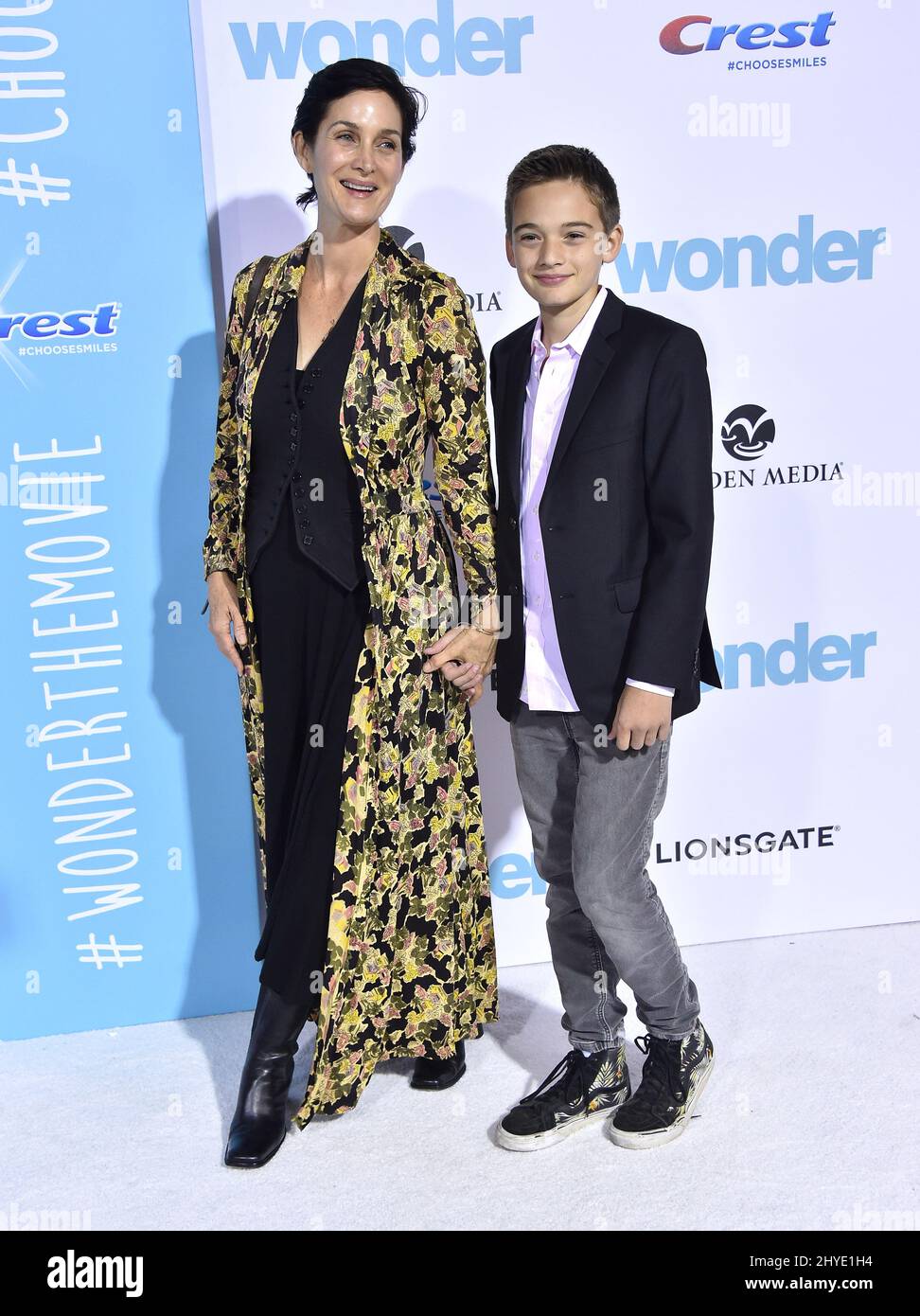 CarrieAnne Moss and Jaden Roy attending the premiere of Wonder in