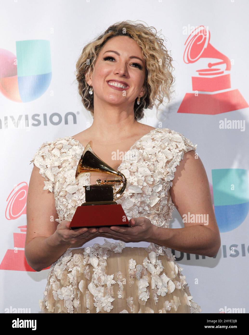 Erika Ender in the press room at the 18th Annual Latin Grammy Awards