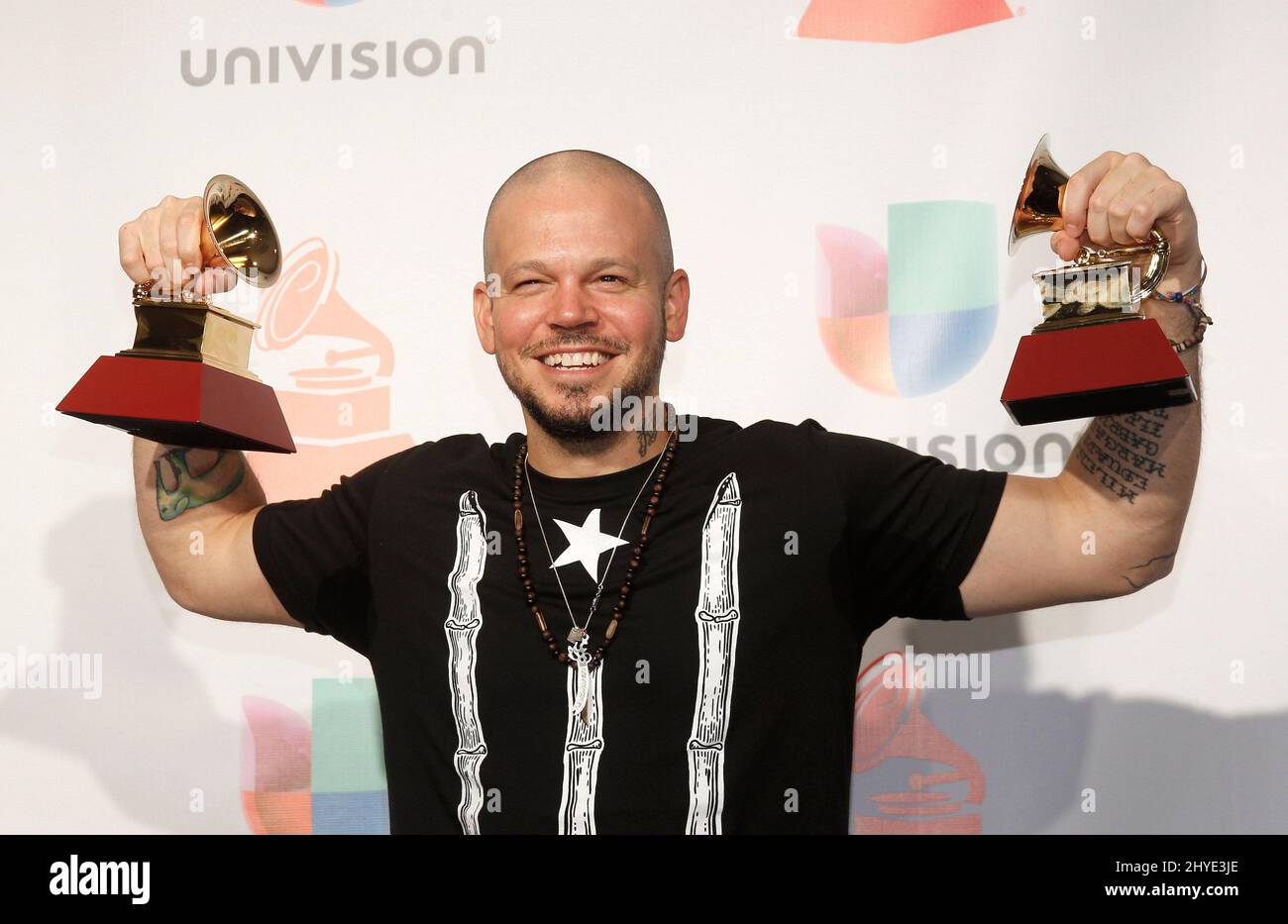 Residente in the press room at the 18th Annual Latin Grammy Awards held at the MGM Grand Garden Arena on November 16, 2017 Stock Photo