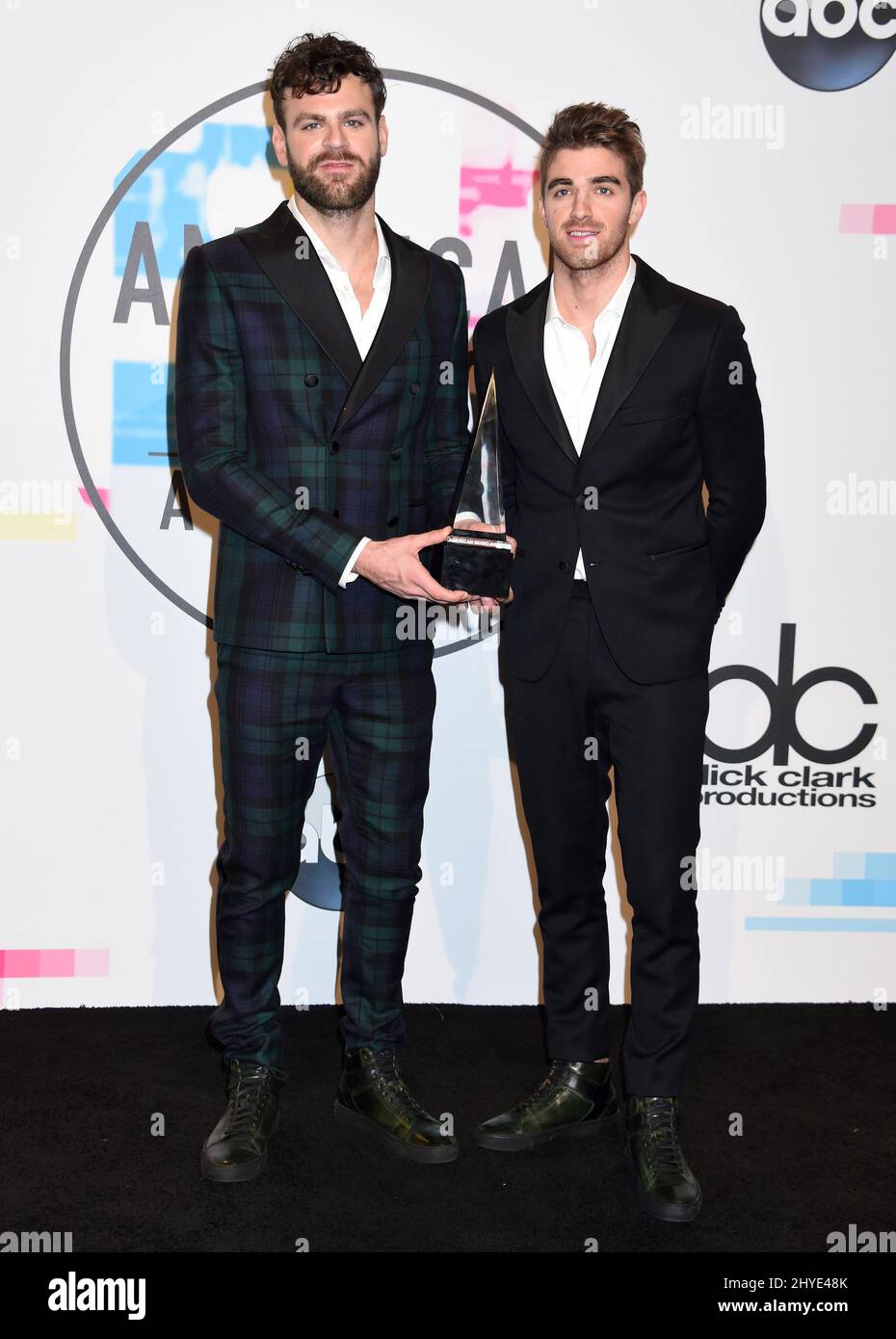 The Chainsmokers at the 2017 American Music Awards held at the Microsoft Theatre L.A. Live Stock Photo