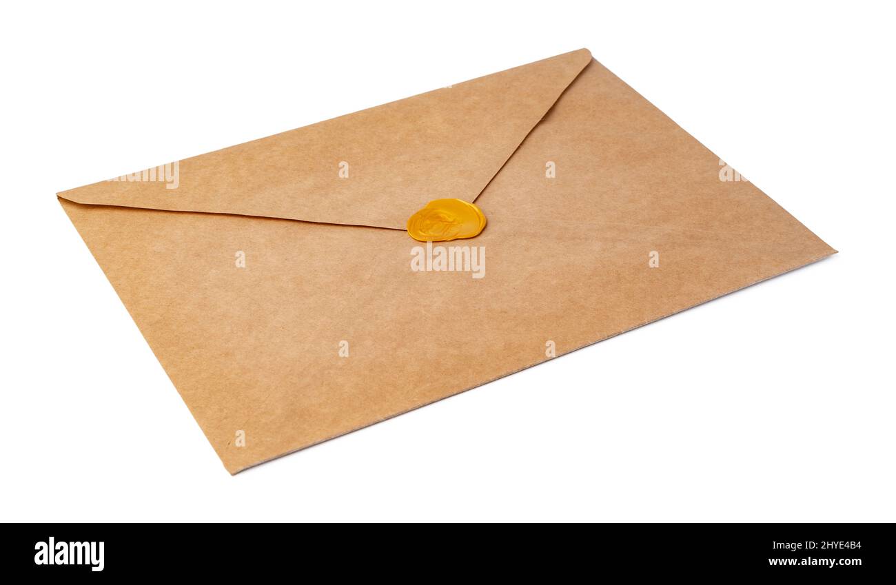 Recycled craft paper envelope isolated white background Stock Photo Alamy