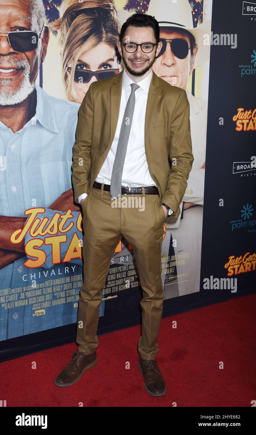 Nick Peine attending premiere of Just Getting Started in Los Angeles