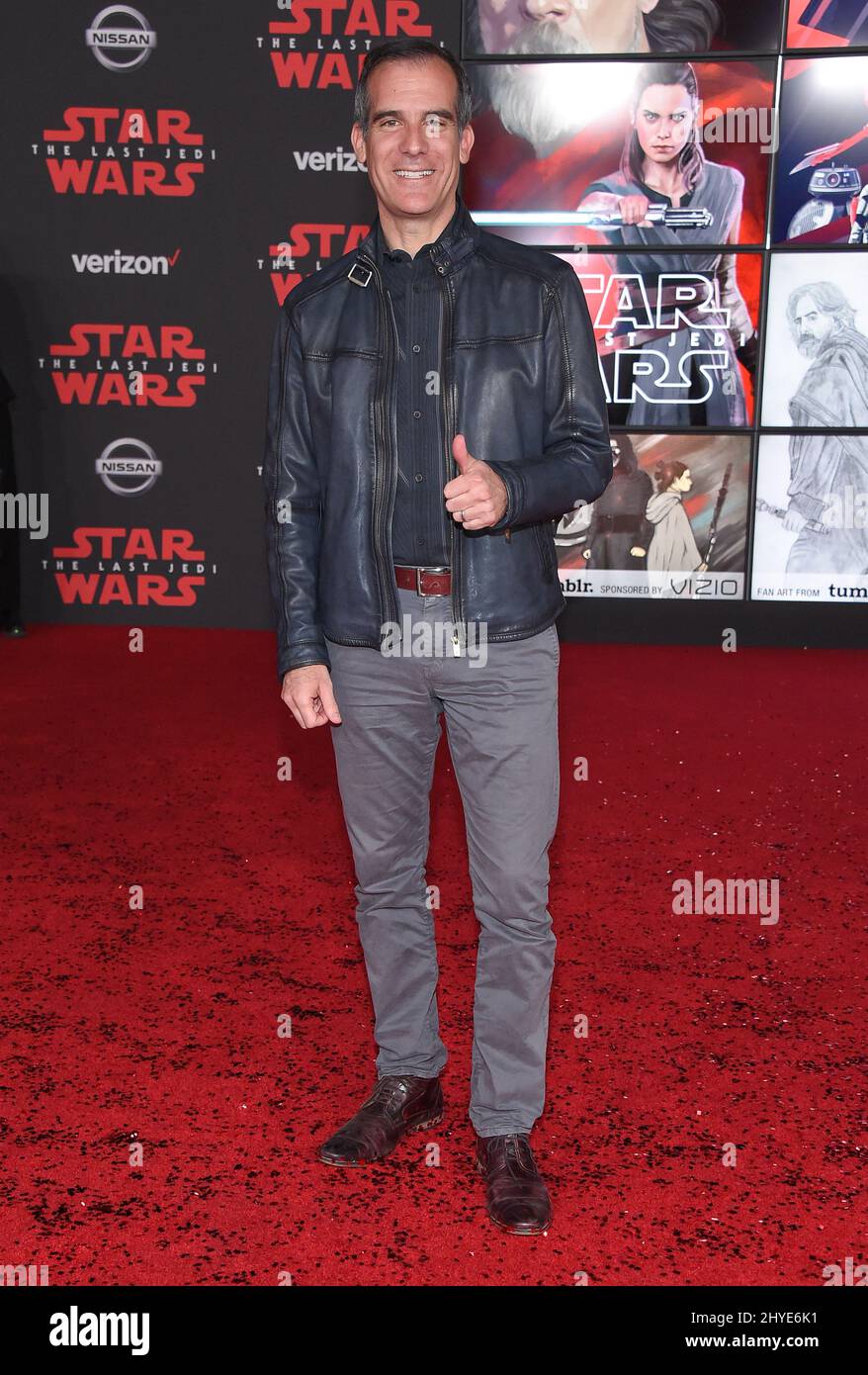 Los Angeles Mayor Eric Garcetti at the world premiere of Lucasfilm's 'Star Wars: The Last Jedi' held at the Shrine Auditorium on December 9, 2017 in Los Angeles, CA. Stock Photo