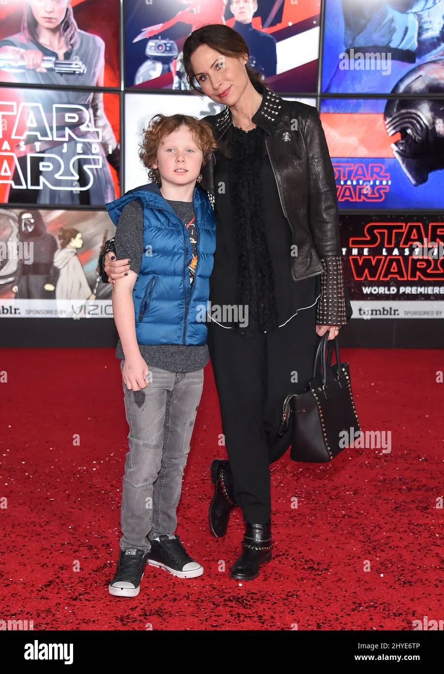 Minnie Driver and Henry Story Driver at the world premiere of Lucasfilm's 'Star Wars: The Last Jedi' held at the Shrine Auditorium on December 9, 2017 in Los Angeles, CA. Stock Photo