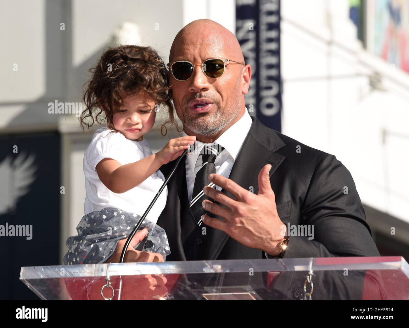 Dwayne Johnson and Jasmine Johnson at the Dwayne Johnson star ceremony ...