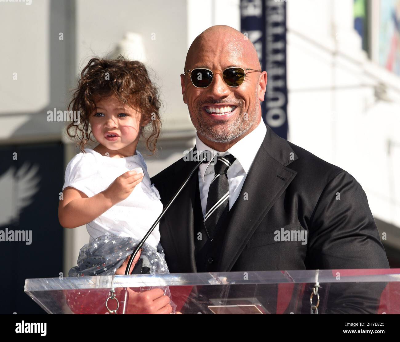 Dwayne Johnson and Jasmine Johnson at the Dwayne Johnson star ceremony ...