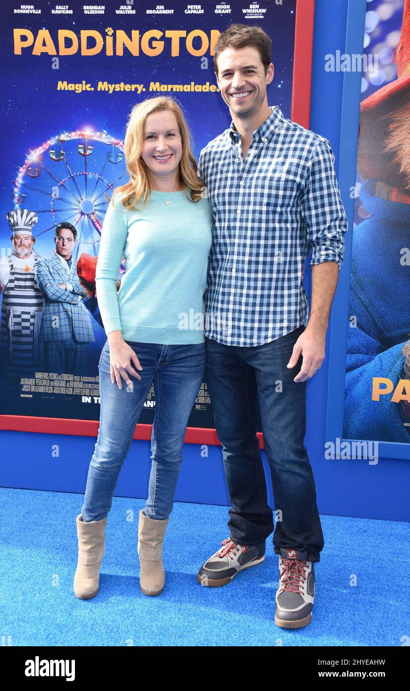 Angela Kinsey and Joshua Snyder at "Paddington 2" U.S. Premiere held at the Regency Village