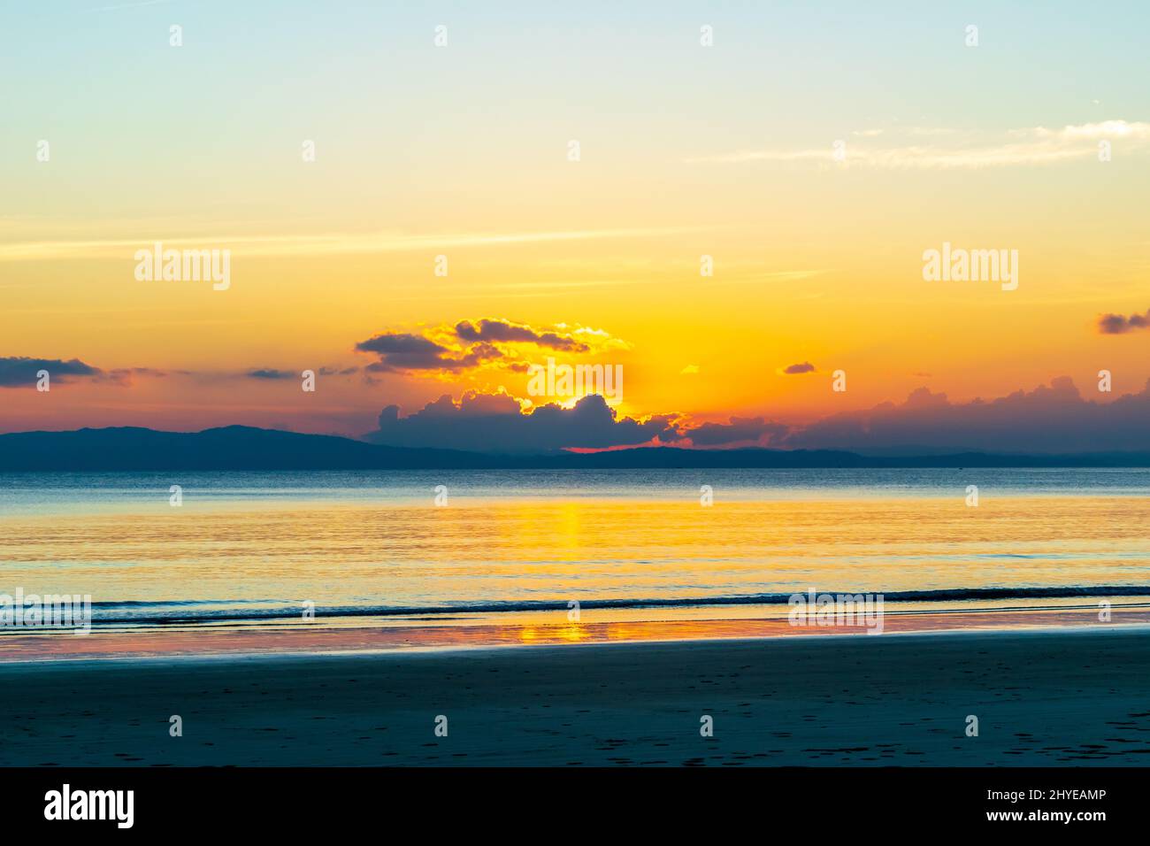sunset over the sea, Radhanagar Beach, Havelock Island, Andaman, India Stock Photo
