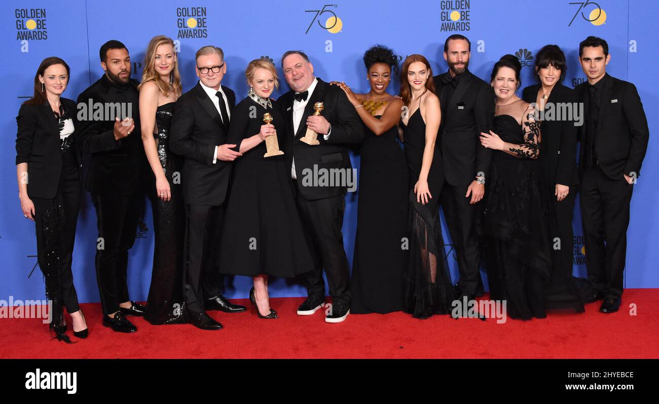 The Handmaid's Tale in the press room at the 75th Annual Golden Globe Awards held at the Beverly Hilton Hotel on January 7, 2018 in Beverly Hills, CA Stock Photo