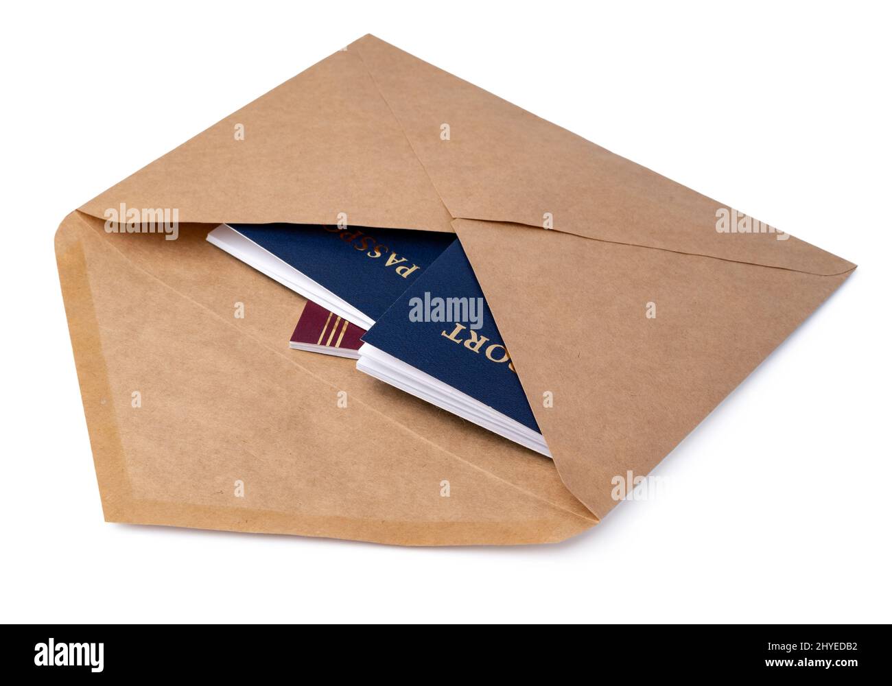 envelope with passport isolated on white Stock Photo Alamy