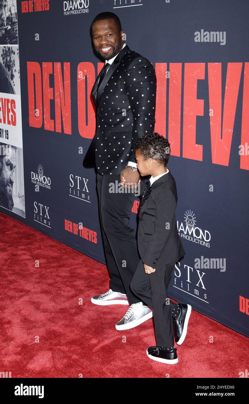 Curtis Jackson and Sire Jackson arriving for the STX films "Den Of