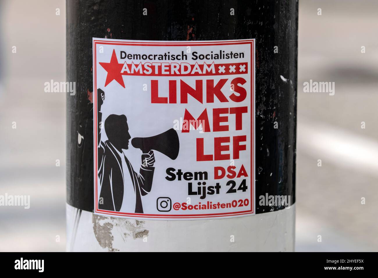Sticker Democratisch Socialisten Amsterdam At Amsterdam The Netherlands 14-3-2022 Stock Photo