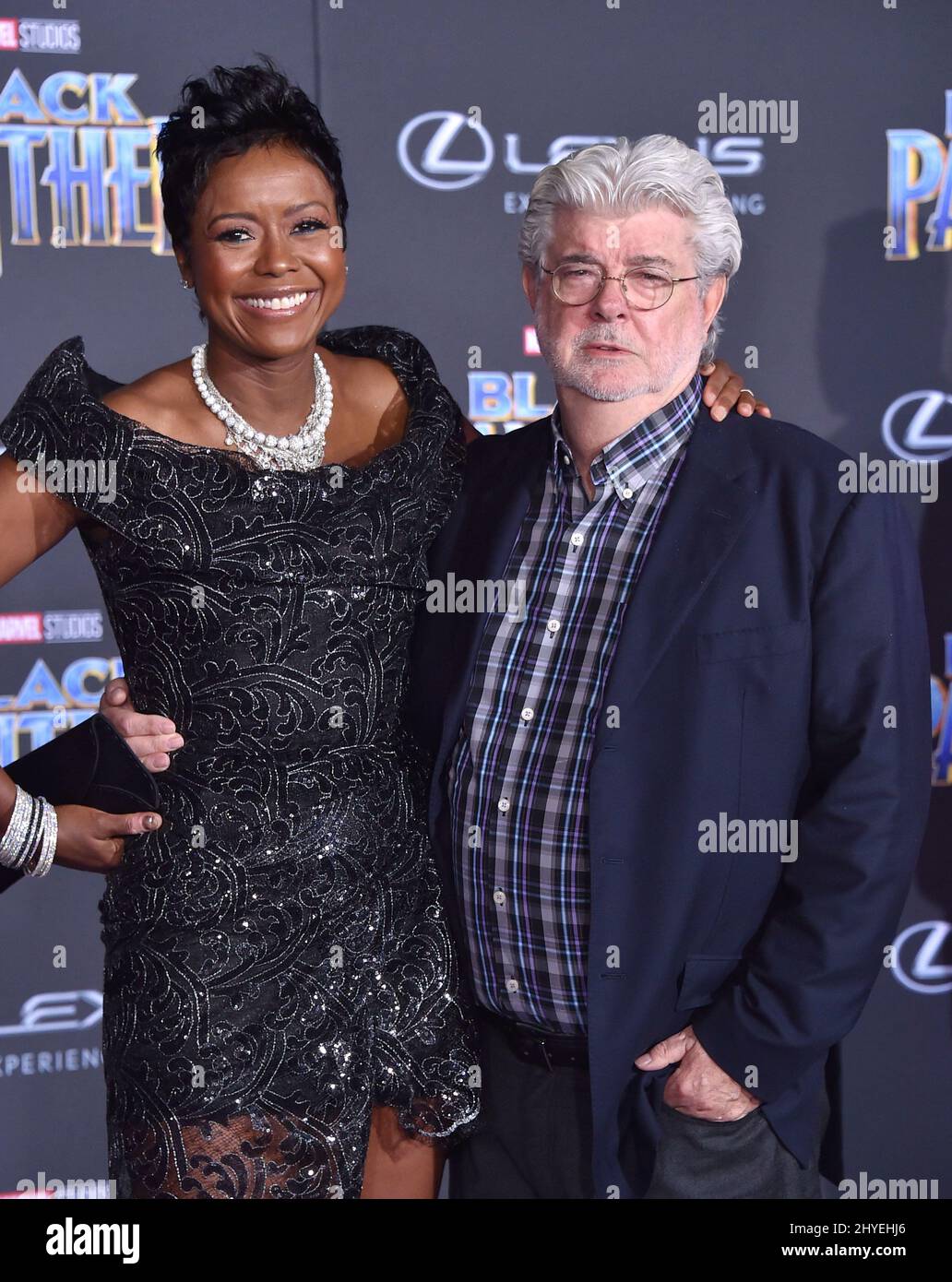 George Lucas and Mellody Hobson at the 'Black Panther' premiere held at