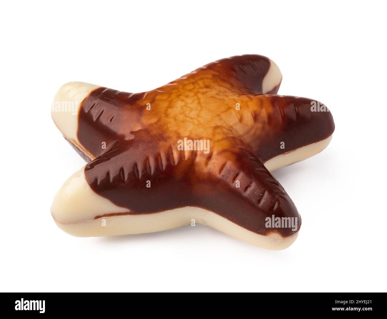 Chocolate sweets shaped as seashells isolated on white background Stock Photo