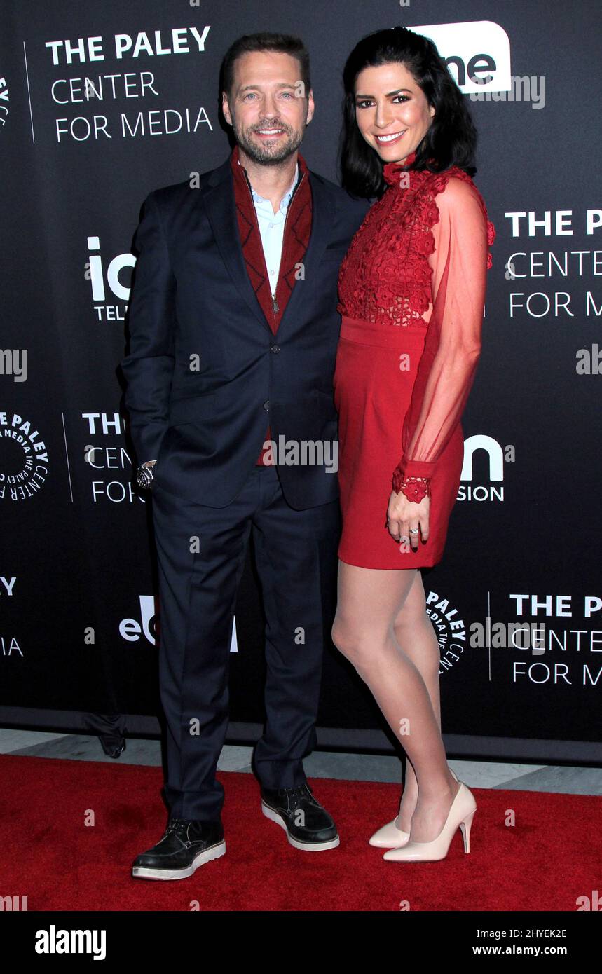 Jason Priestley & Cindy Sampson attending PaleyLive NY 'Private Eyes' Preview Screening held at The Paley Center for Media on February 7, 2018. Stock Photo