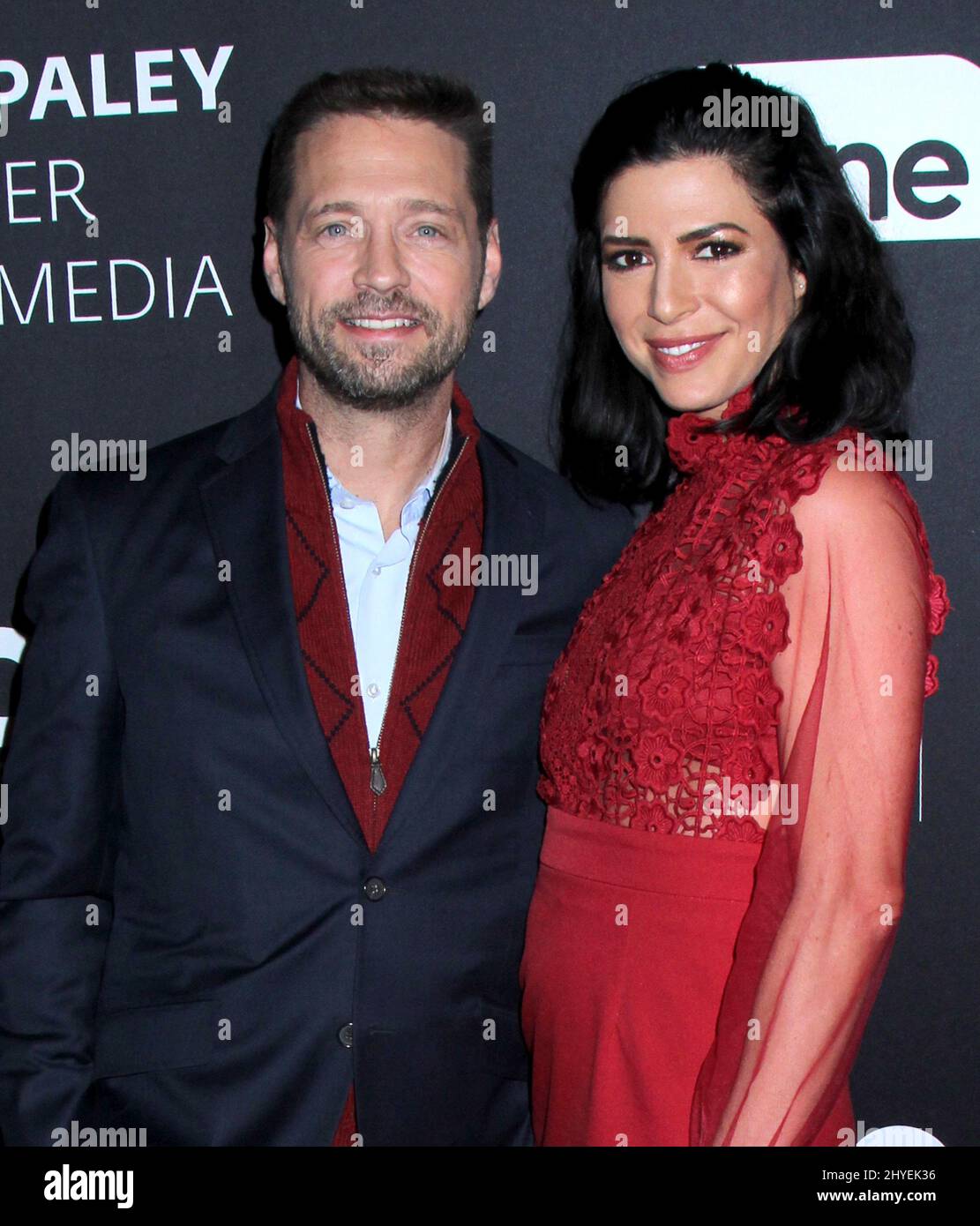 Jason Priestley & Cindy Sampson attending PaleyLive NY 'Private Eyes' Preview Screening held at The Paley Center for Media on February 7, 2018. Stock Photo