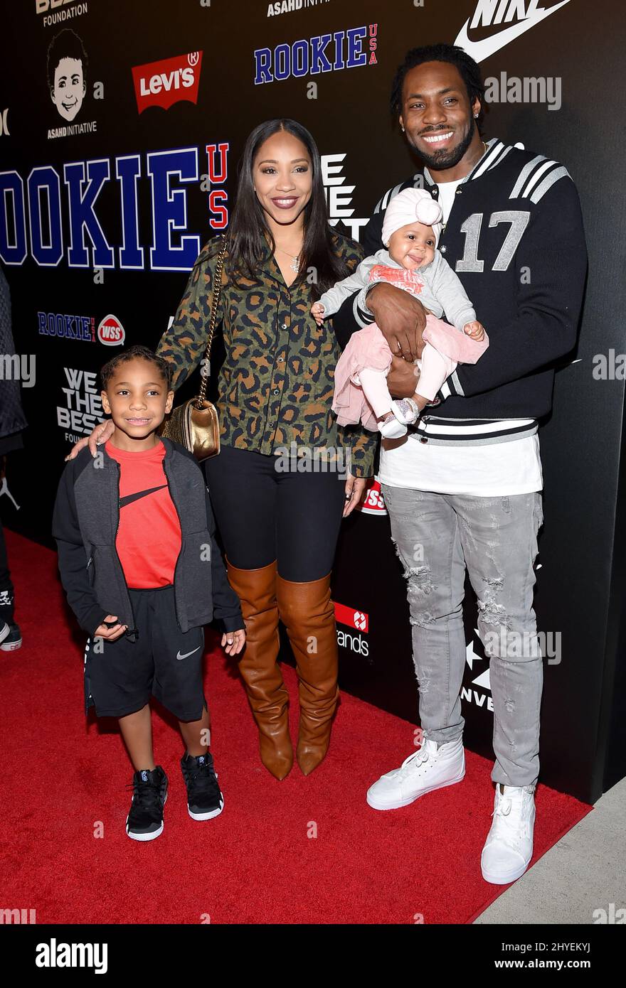 Antonio Cromartie, Terricka Cason at the 2018 Rookie USA Fashion Show held at Milk Studios on February 15, 2018 in Hollywood, CA. Stock Photo
