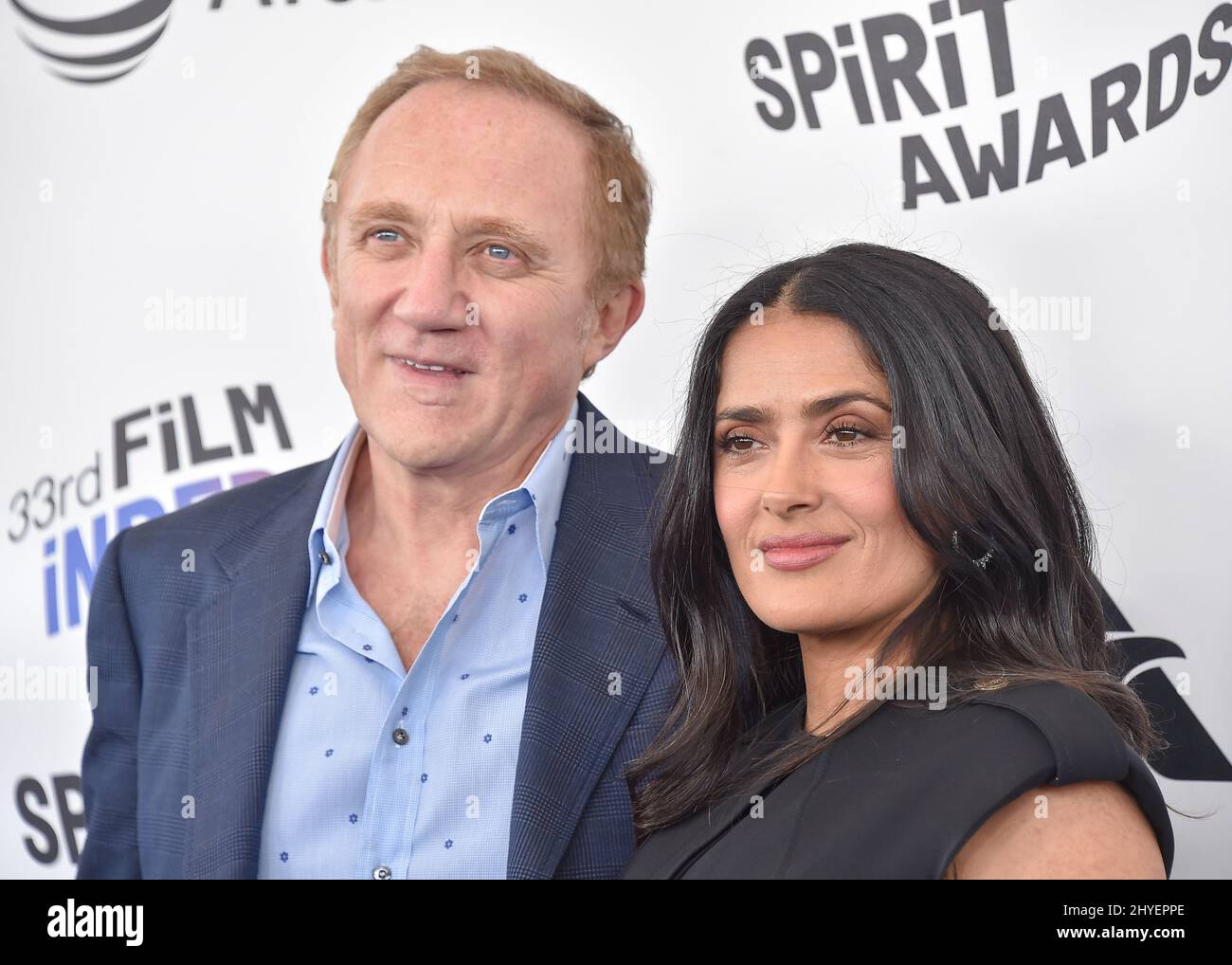 Salma Hayek and Francois-Henri Pinault at the 2018 Film Independent Spirit Awards held in a tent on Santa Monica beach on March 3, 2018 in Santa Monica, CA. Stock Photo