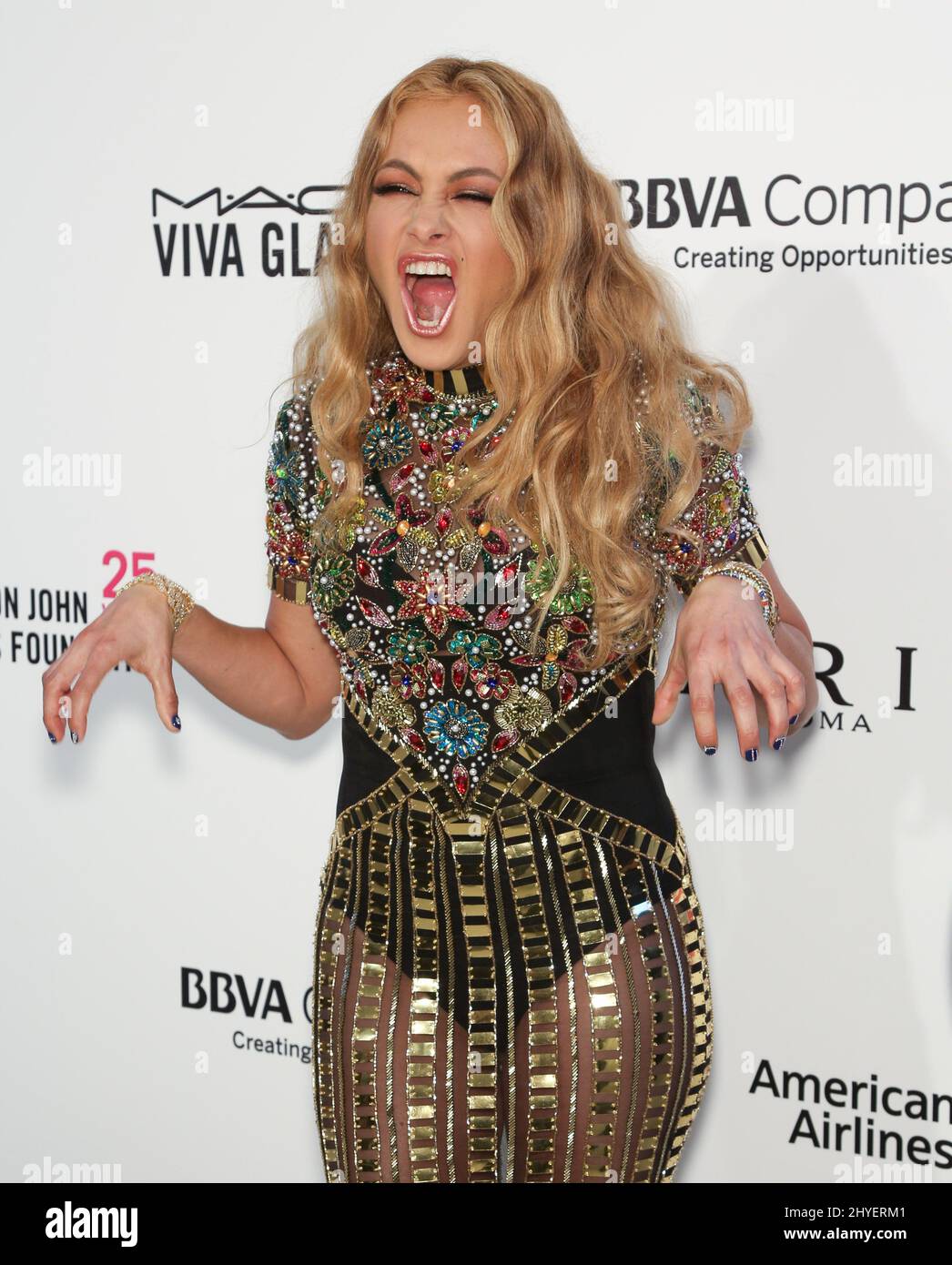 Paulina Rubio attending the Elton John AIDs foundation Oscar Party held