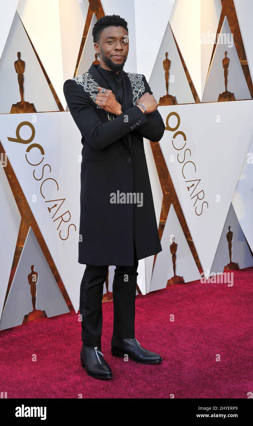 Chadwick Boseman arriving at the 90th Academy Awards in Los Angeles