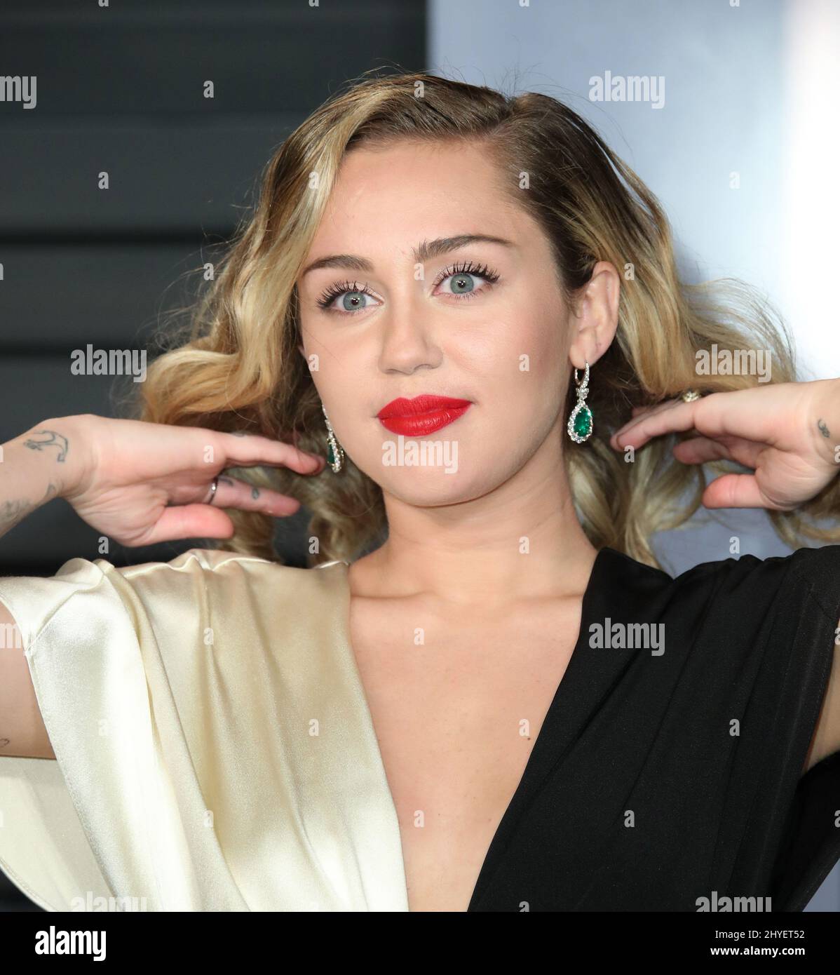 Miley Cyrus attending the Vanity Fair Oscar Party held in Beverly Hills