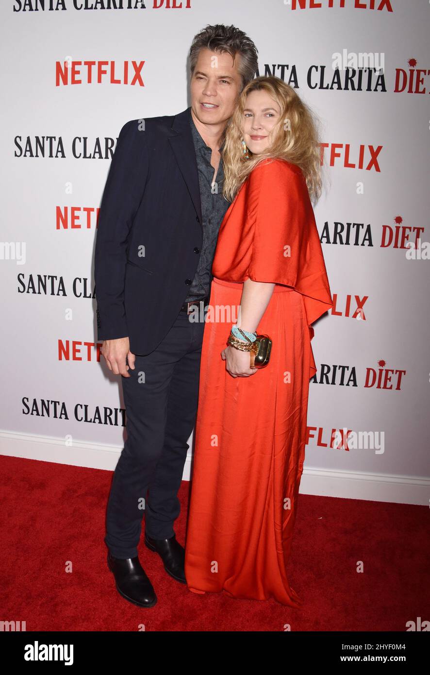 Timothy Olyphant and Drew Barrymore arriving for Netflix's "Santa ...