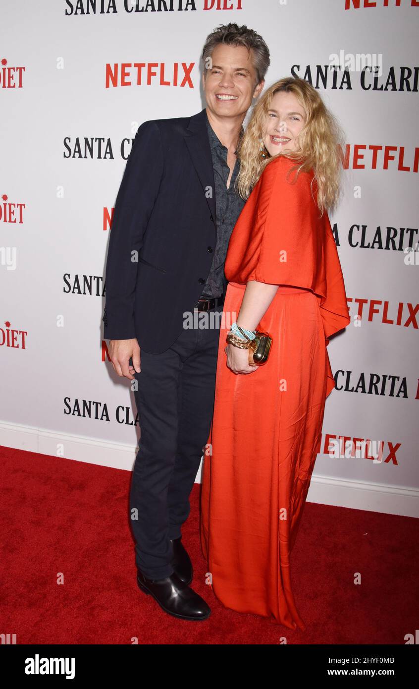 Timothy Olyphant and Drew Barrymore arriving for Netflix's "Santa ...