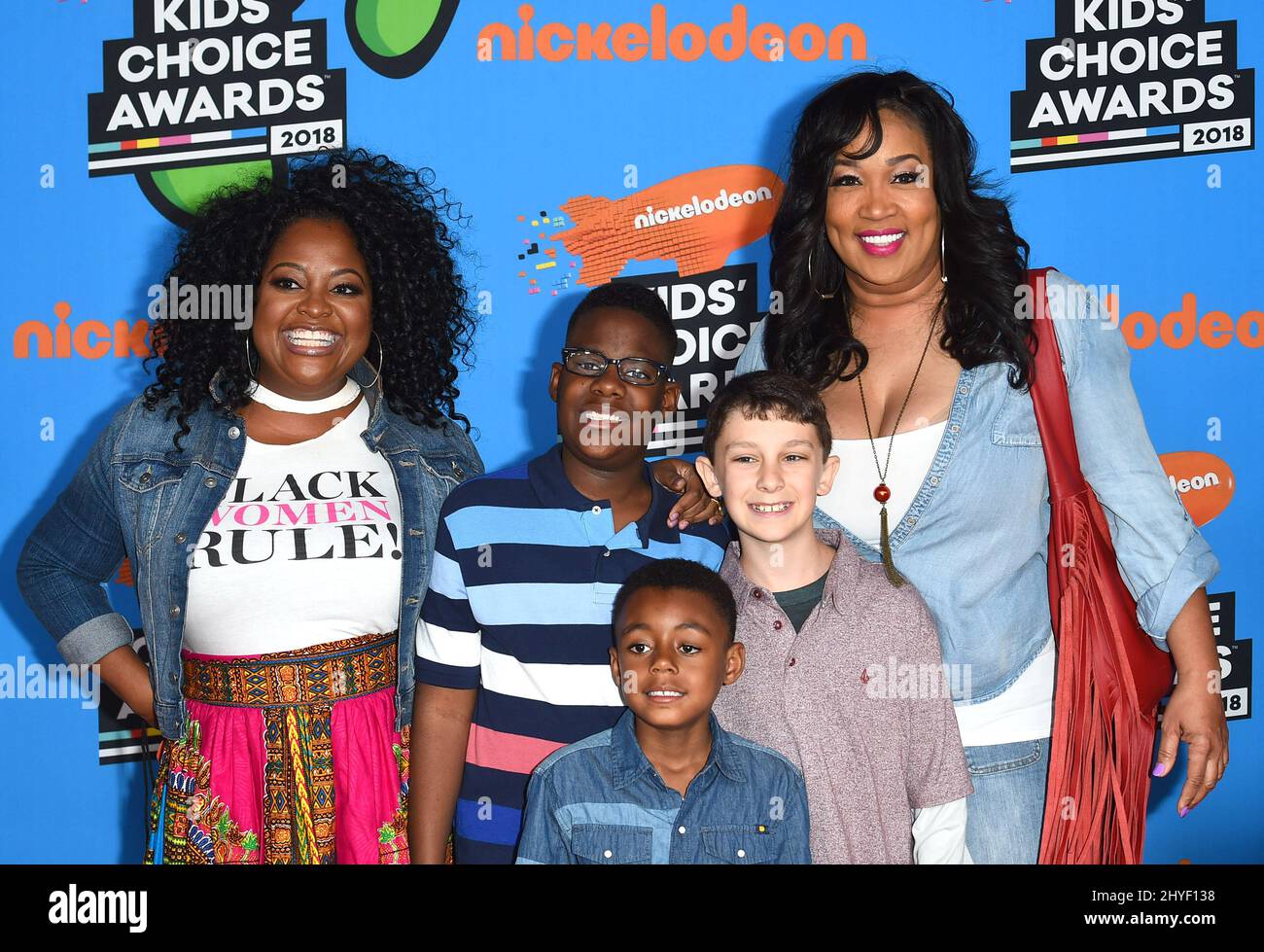 Sherri Shepherd, Kym Whitley and Joshua Kaleb Whitley at Nickelodeon's 2018 Kids' Choice Awards held at The Forum on March 24, 2018 in Los Angeles, Ca Stock Photo