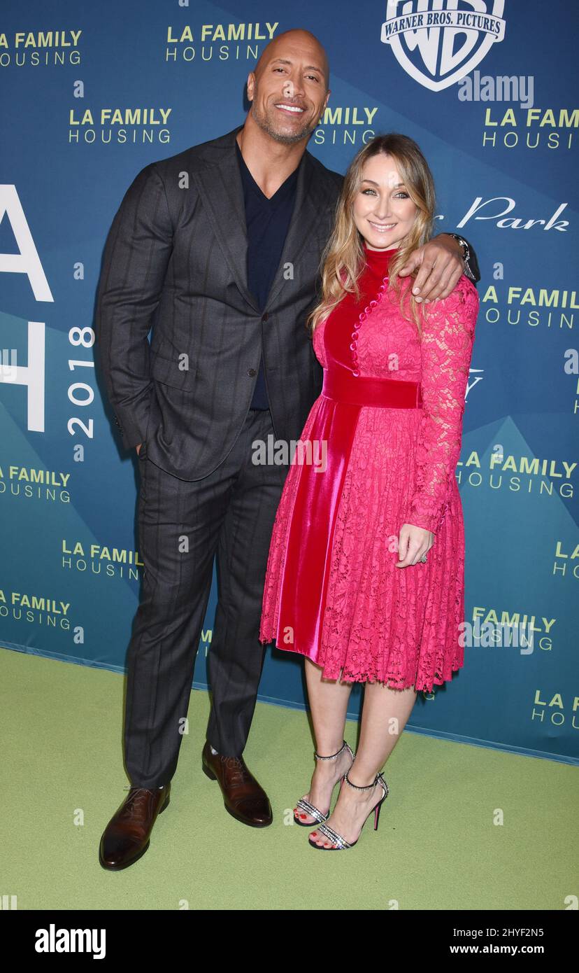 Dwayne Johnson and Blair Rich attending the 2018 LA Family Housing Awards Stock Photo