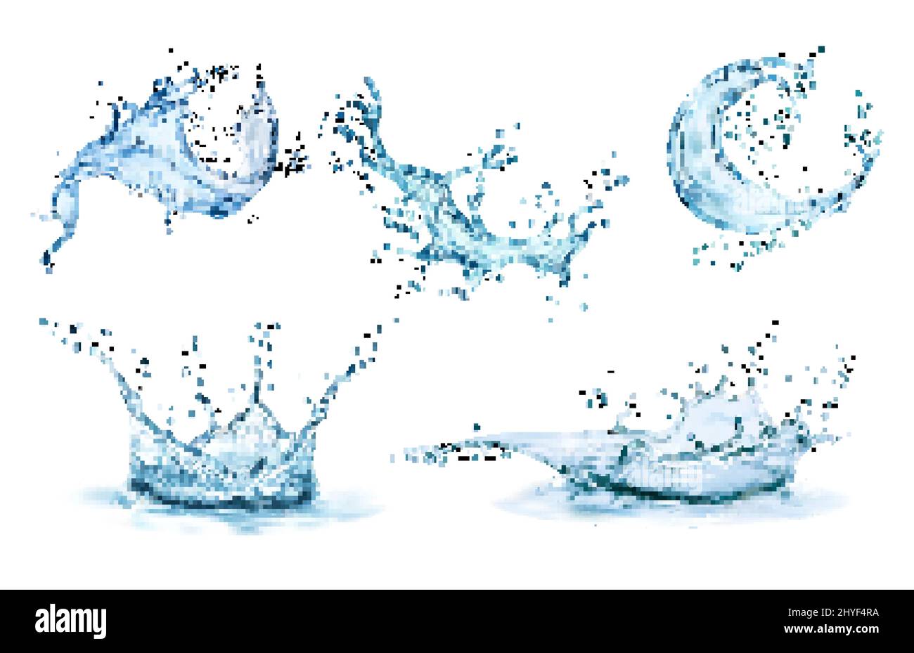 Blue fresh water wave effect elements PNG and Clipart