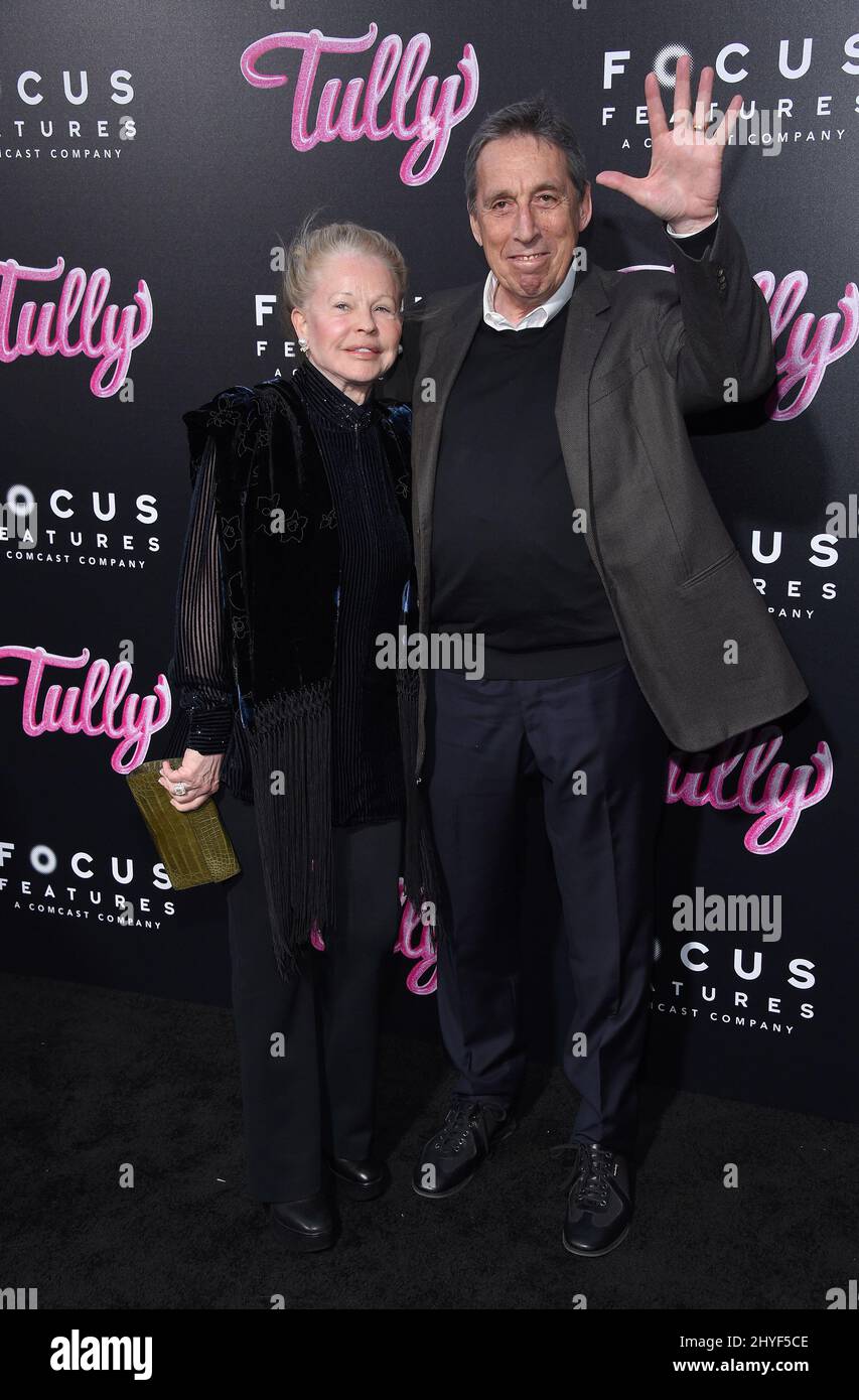 Ivan Reitman and Genevieve Robert at the Los Angeles premiere of "Tully" held at the Regal Cinemas L.A. Live on April 18, 2018 in Los Angeles Stock Photo