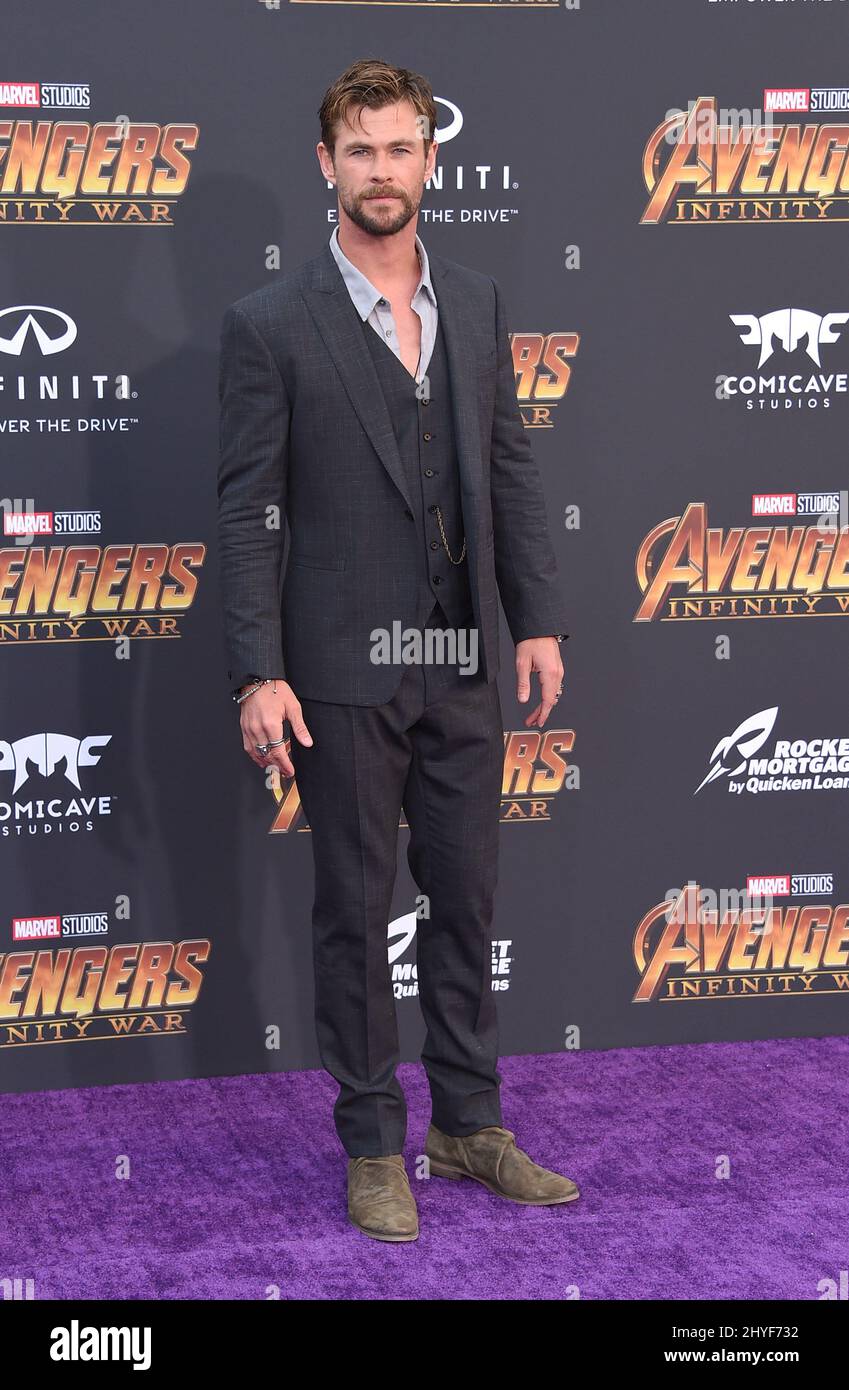 Chris Hemsworth attending the world premiere of Avengers: Infinity War, held at the El Capitan Theatre in Hollywood, California Stock Photo