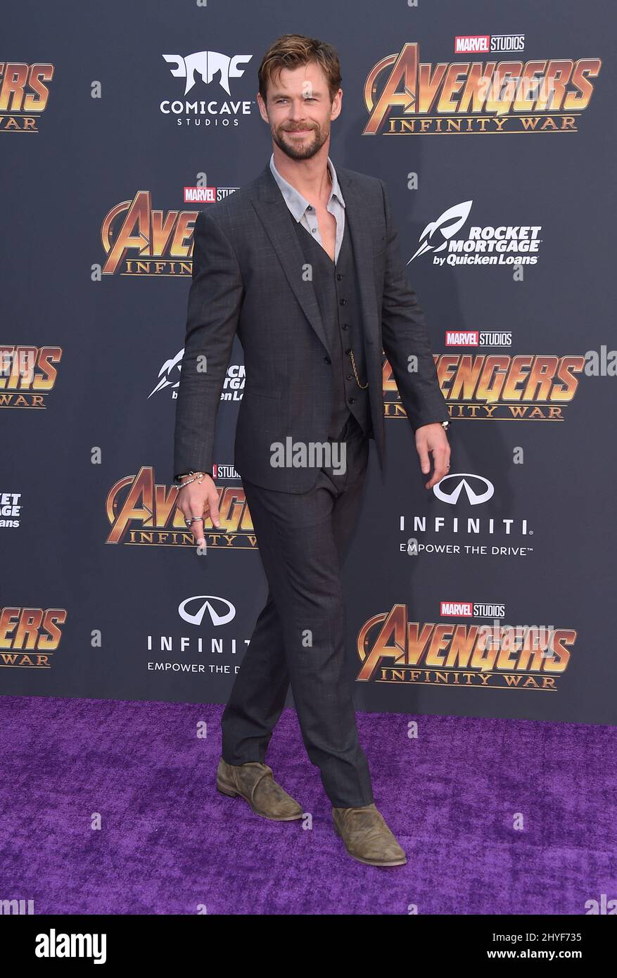 Chris Hemsworth attending the world premiere of Avengers: Infinity War, held at the El Capitan Theatre in Hollywood, California Stock Photo
