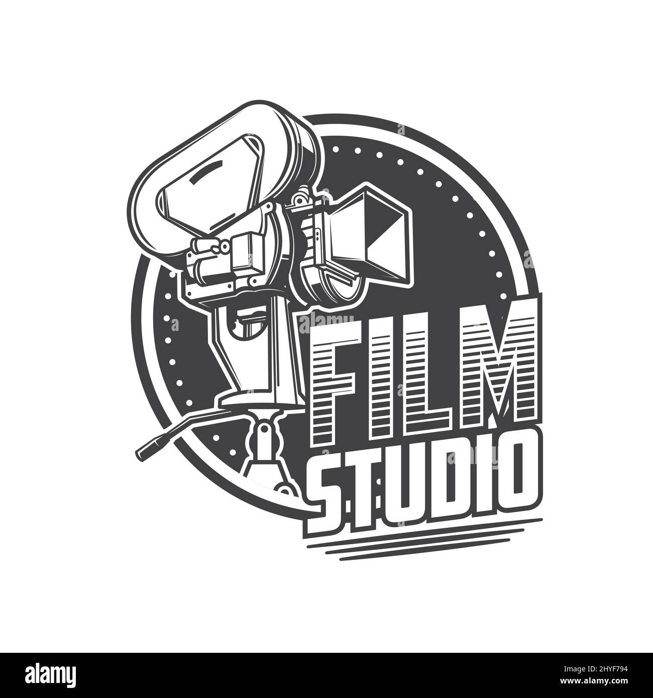 Retro movie camera with film reels live stream Vector Image