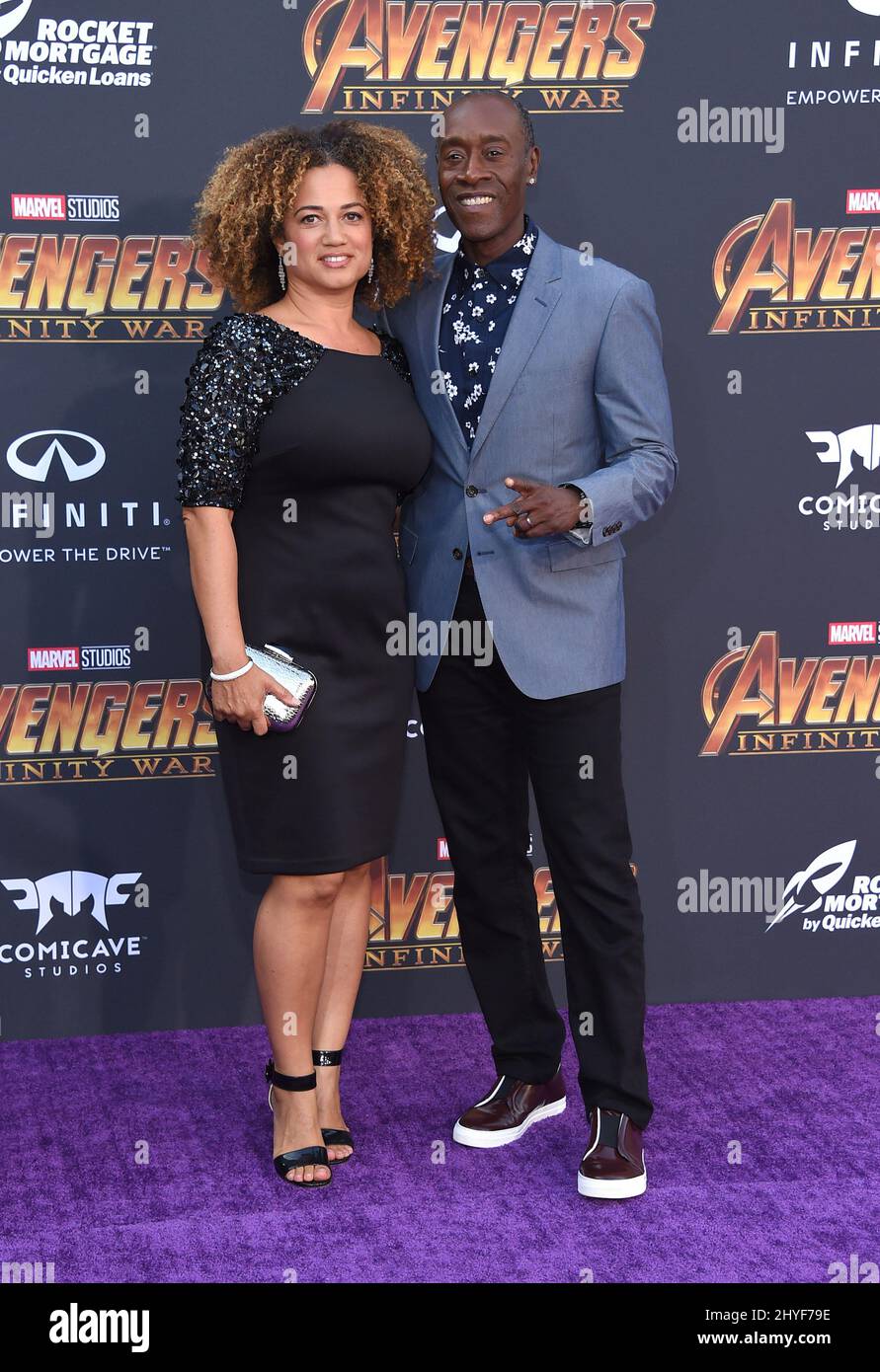 Don Cheadle and Bridgid Coulter attending the world premiere of Avengers: Infinity War, held at the El Capitan Theatre in Hollywood, California Stock Photo