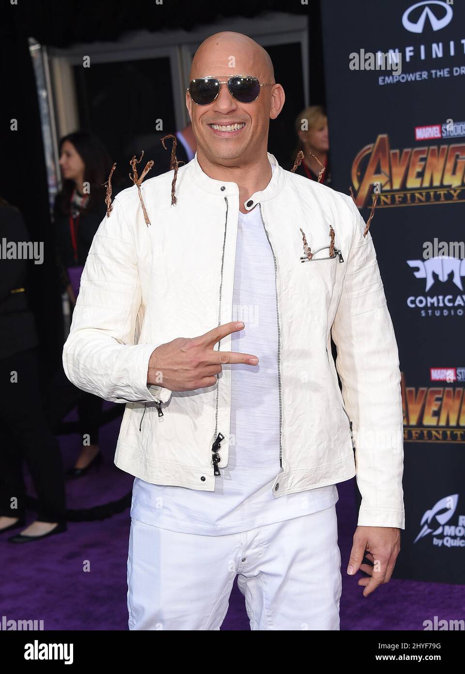 Vin Diesel attending the world premiere of Avengers: Infinity War, held at the El Capitan Theatre in Hollywood, California Stock Photo
