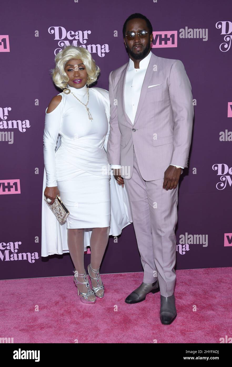 Sean Diddy Combs and Janice Combs at VH1's 3rd Annual 'Dear Mama: A Love Letter to Moms'€ event at The Theatre at ACE Hotel on May 3, 2018 in Los Angeles, CA. Stock Photo